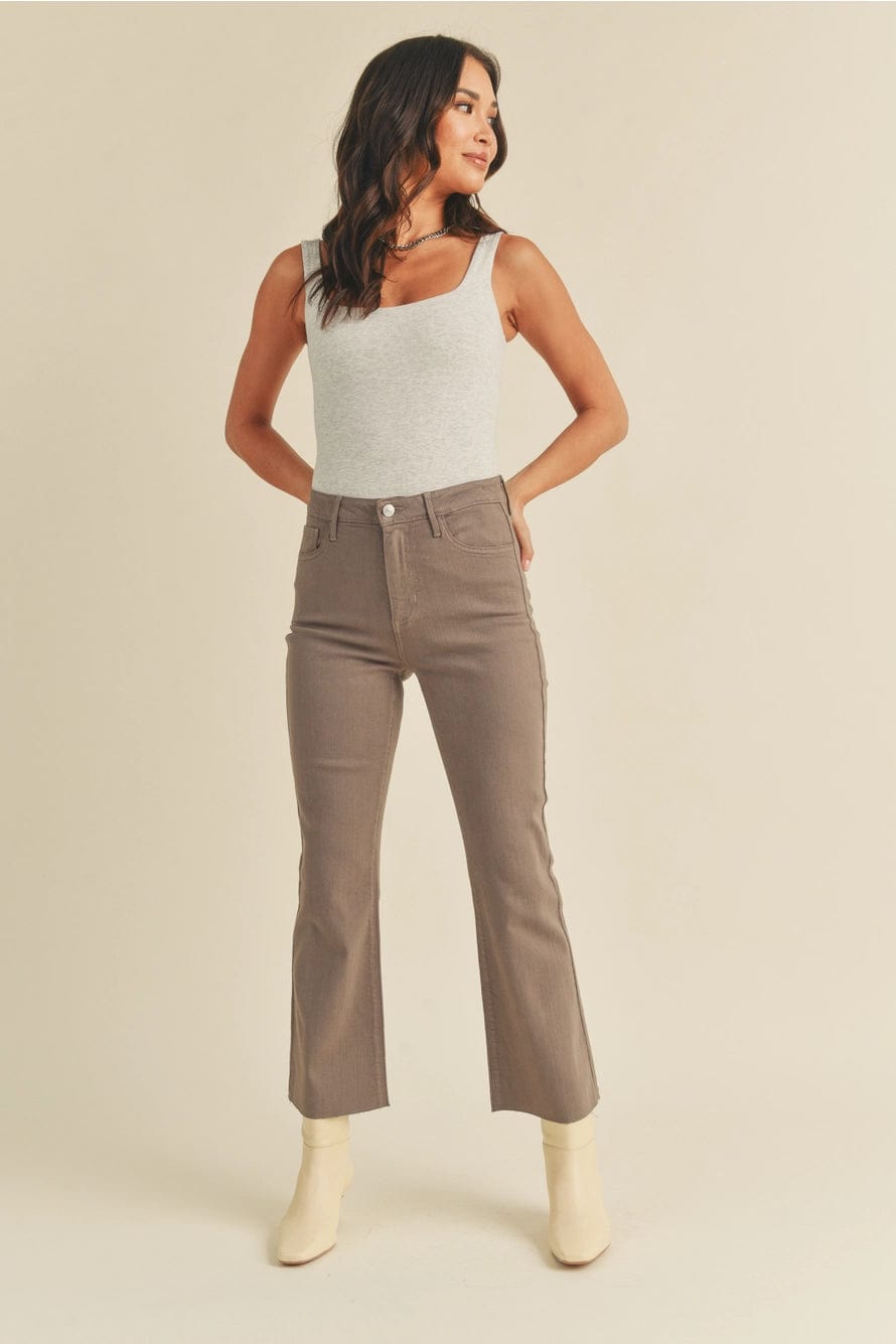 Taupe Cropped Flare Jeans