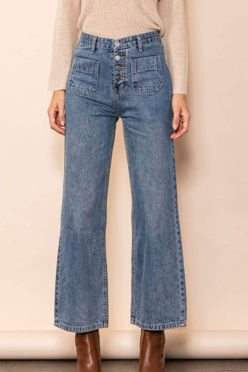 Frankie Front Pocket Flared Jeans