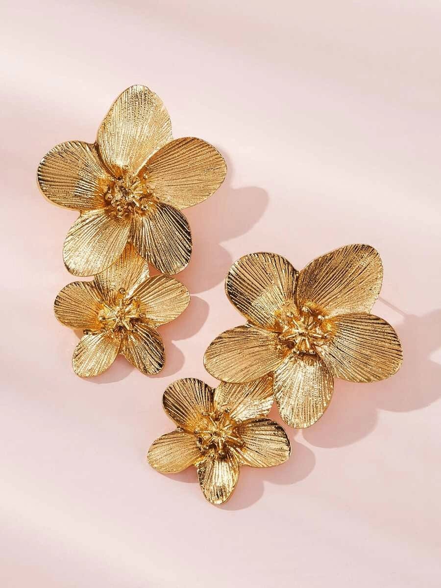 Gold Magnolia Earrings