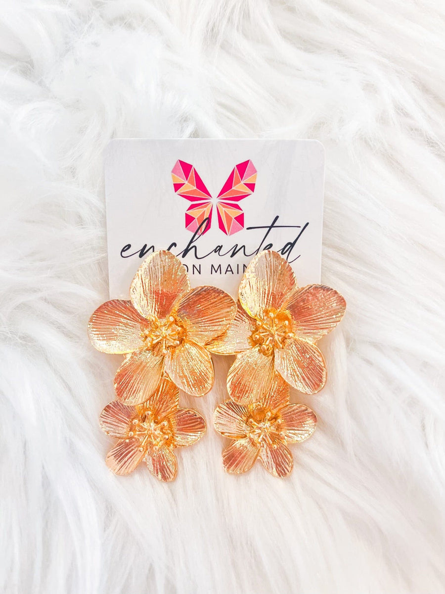 Gold Magnolia Earrings